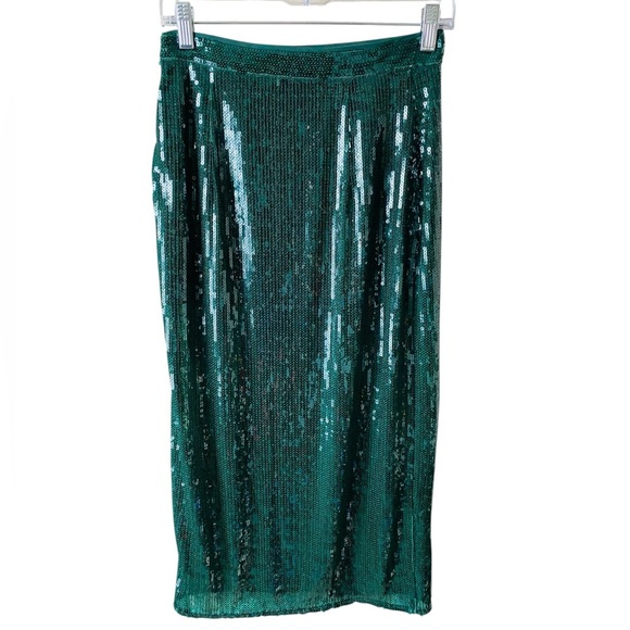 H&M Shimmering Green Midi Skirt - Picture 4 of 10